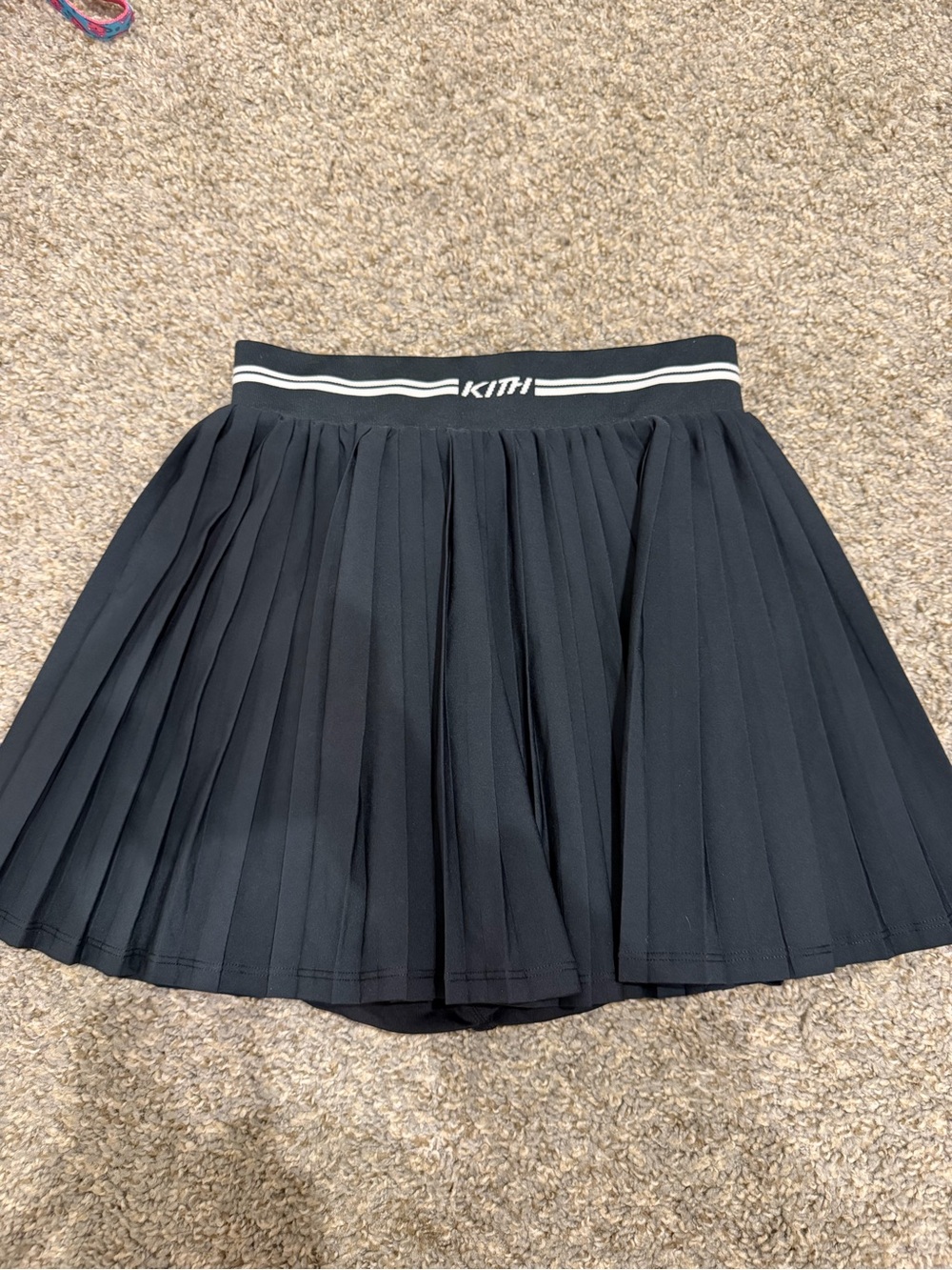 Kith Black Pleated Skater Skirt with Branded Elastic Waistband